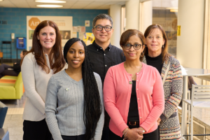 Members of La Salle University's Academic Support and Student Success department include (from left to right): Katelyn Lanzilotta, Anyaé Broomer, Reg Kim, Teresa McKnight, and Christine Cahill.